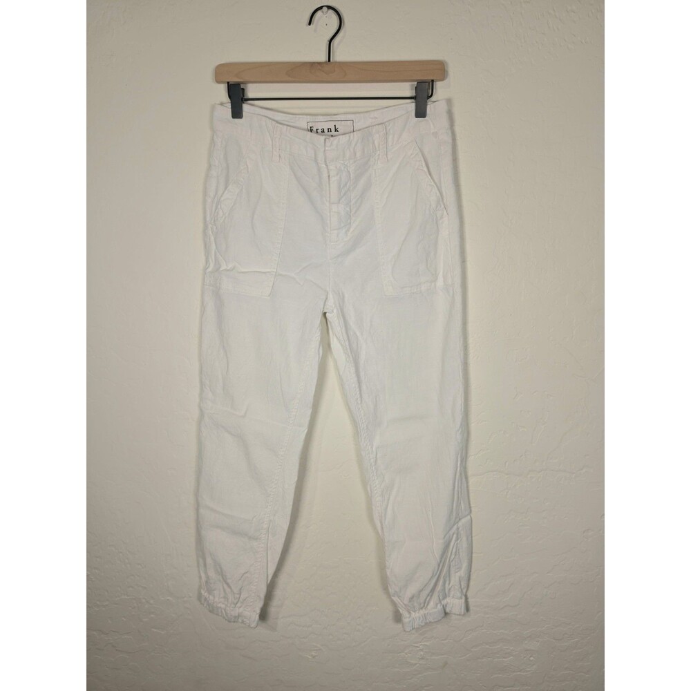 Frank And Eileen Jameson Utility Joggers Womans 4 White Linen Style